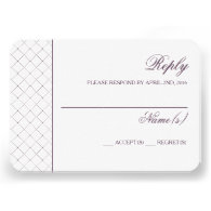 Classy Purple Check Pattern Wedding Reply Card