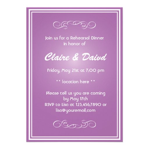 Classy Purple Starfish Rehearsal Dinner Invitation