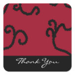 Classy Red and Black Beaded Thank You Square Sticker