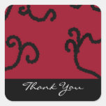 Classy Red and Black Beaded Thank You Square Sticker