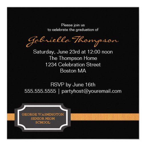 Classy Ribbon Square Photo Graduation Invitation