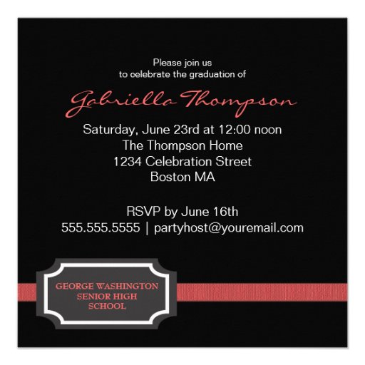 Classy Ribbon Square Photo Graduation Invitation