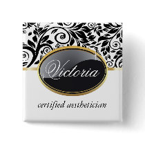 Classy Salon Name Tag Pinback Buttons