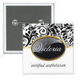 Classy Salon Name Tag Pinback Buttons