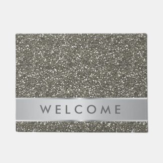 Classy Silver Glitter Look Welcome