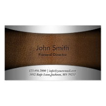 Classy Steel & Leather Funeral Business Card