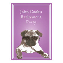 Classy Sunglasses Pug Retirement Party Invitation