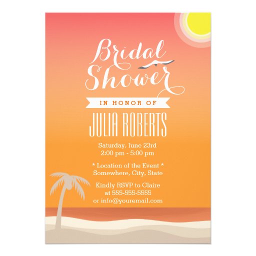 Classy Sunset Beach Bridal Shower Invitations