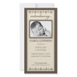 Classy Taupe Customized Birth Announcement Photo Card Template