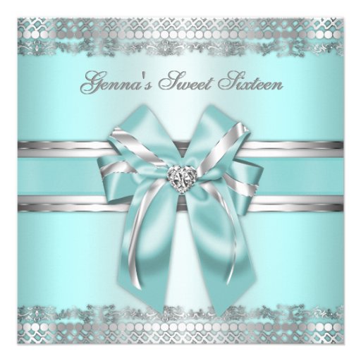 Classy Teal and Silver Invite (front side)