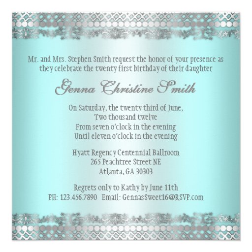 Classy Teal and Silver Invite