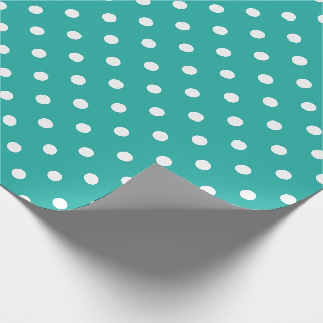Classy Teal Green and White Polka Dots Wrapping Paper 4/4