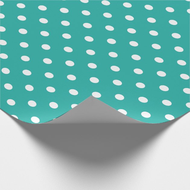 Classy Teal Green and White Polka Dots Wrapping Paper-3