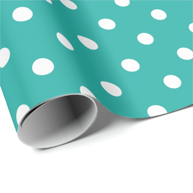 Classy Teal Green and White Polka Dots Wrapping Paper-2