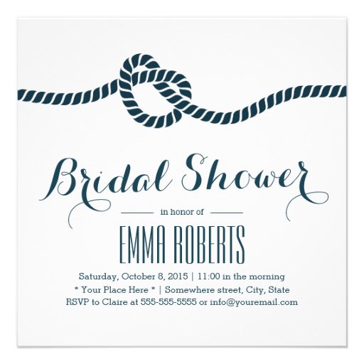 Classy Tying the Knot Bridal Shower Invitations (front side)