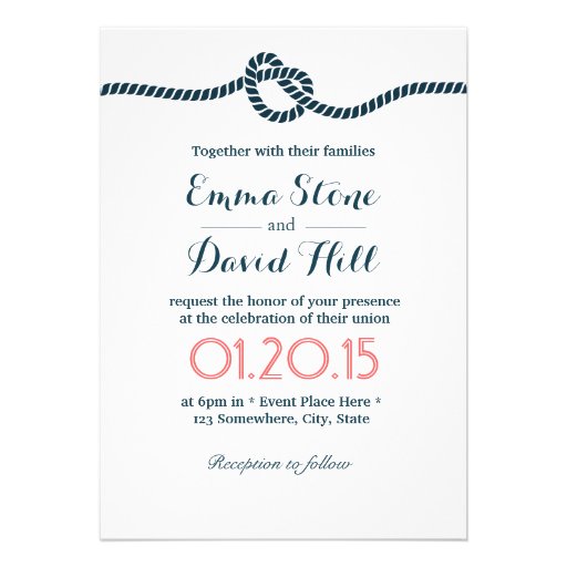 Classy Tying the Knot Wedding Invitations (front side)