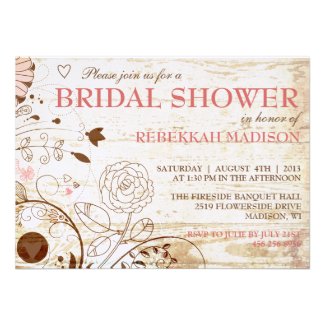 Classy Vintage Floral Bridal Shower Invitation