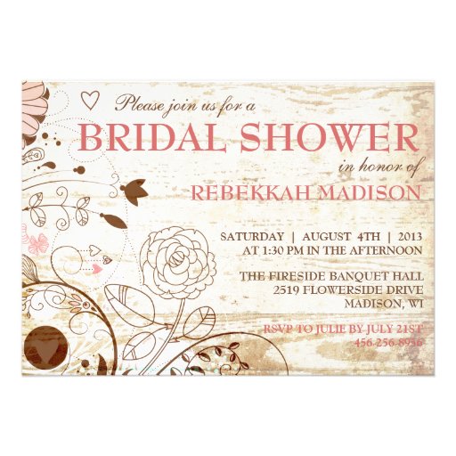 Classy Vintage Floral Bridal Shower Invitation
