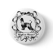 Classy Weathered Afghan Hound Pinback Buttons