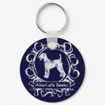 Classy Weathered Airedale Terrier keychains by MenagerieMayhem Classy Weathered Airedale Terrier keychains