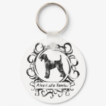 Classy Weathered Airedale Terrier keychains by MenagerieMayhem Classy Weathered Airedale Terrier keychains
