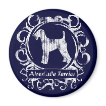 Classy Weathered Airedale Terrier magnets by MenagerieMayhem Classy Weathered Airedale Terrier magnets