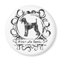 Classy Weathered Airedale Terrier magnets by MenagerieMayhem Classy Weathered Airedale Terrier magnets