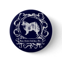 Classy Weathered American Eskimo Dog buttons by MenagerieMayhem Classy Weathered American Eskimo Dog buttons