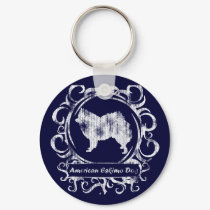 Classy Weathered American Eskimo Dog keychains