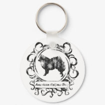 Classy Weathered American Eskimo Dog keychains