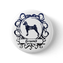 Classy Weathered Basenji Pinback Buttons