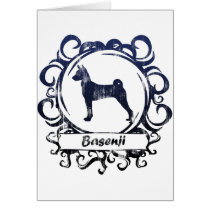 Classy Weathered Basenji Card