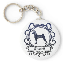 Classy Weathered Basenji Keychains