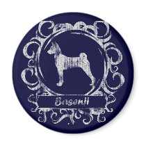 Classy Weathered Basenji Refrigerator Magnet