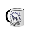 ringer_mug - Beautiful, elegant Belgian Tervuren products, with a weathered look for a cool retro vibe. The dog breed silhouette is in the center, surrounded by swirls, and the name is printed underneath. Available in two different colors, on a variety of Tervuren t-shirts, mugs, and other merchandise.