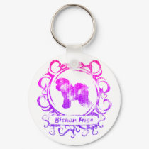 Classy Weathered Bichon Frise keychains