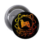 Classy Weathered Tibetan Terrier Pinback Button