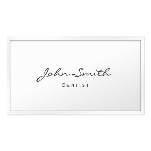 Classy White Border Dentist Business Card (front side)