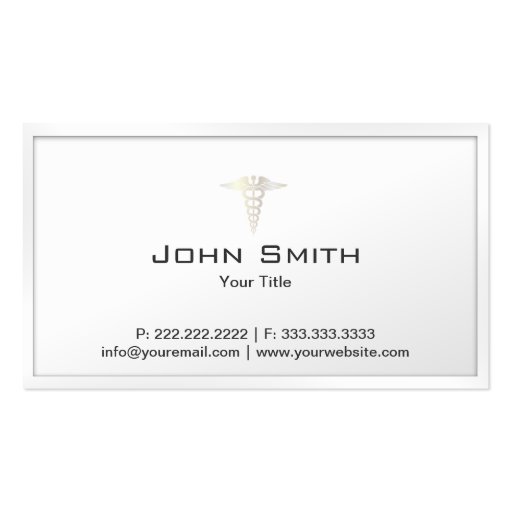 Classy White Border Medical Care Business Card (front side)