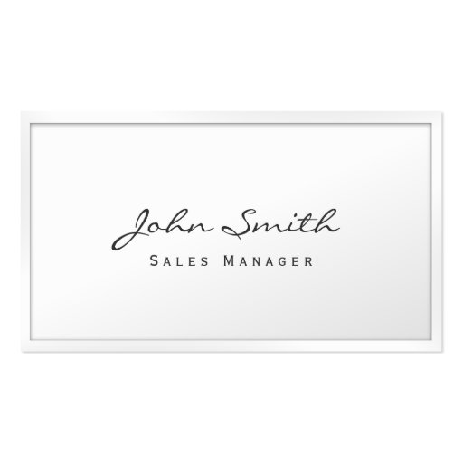 Classy White Border Sales Manager Business Card (front side)