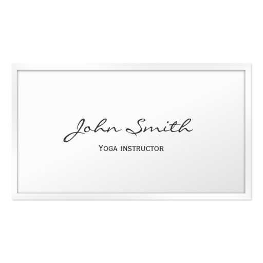 Classy White Border Yoga instructor Business Card (front side)