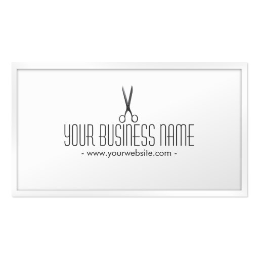 Classy White Scissor Hair Stylist Business Card (front side)