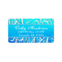 Classy Winter Blue Flourishes Address Label