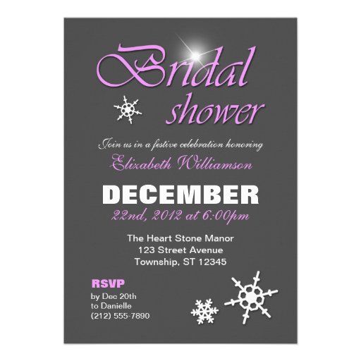 Classy Winter with Purple Bridal Shower Invitation