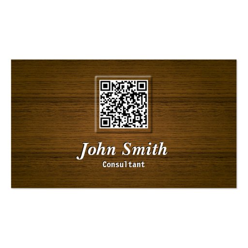 Classy Wood QR Code Consultant Business Card (front side)