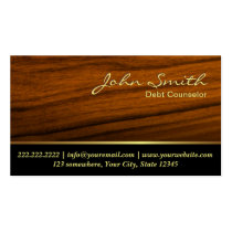 Classy Woodgrain Debt Counselor Business Card