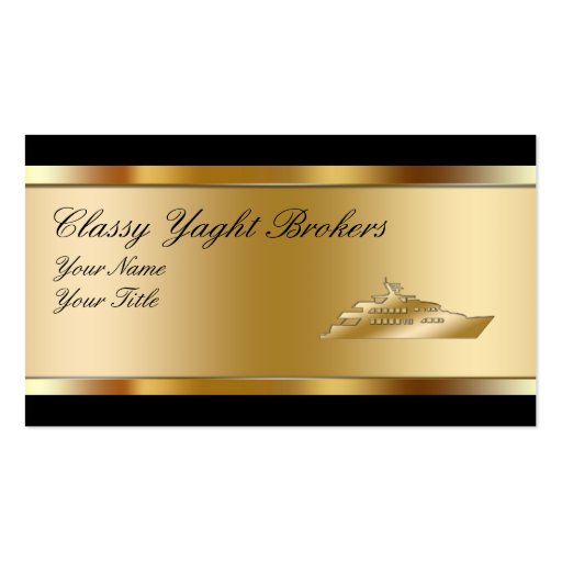 Classy Yacht Broker Business Cards (front side)