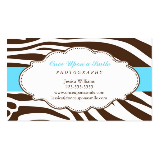 Classy Zebra Print Business Card (front side)