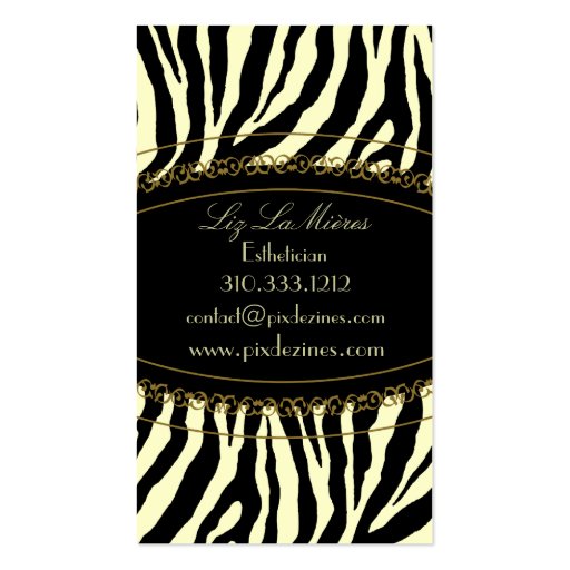 Classy zebra print business card template (back side)