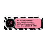 Classy Zebra Print Pink Monogram Address Labels